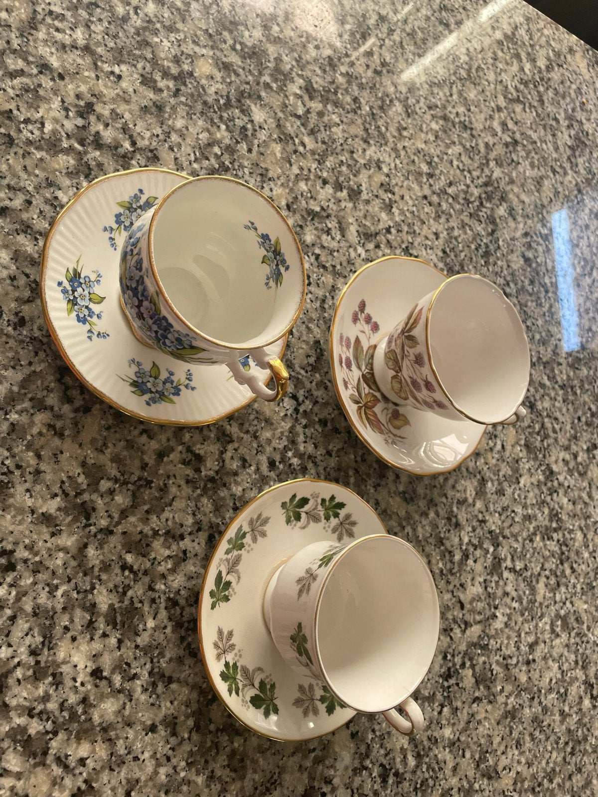 Set van 3 Vintage Engelse Bone China Kop en Schotels, Ophalen of Verzenden