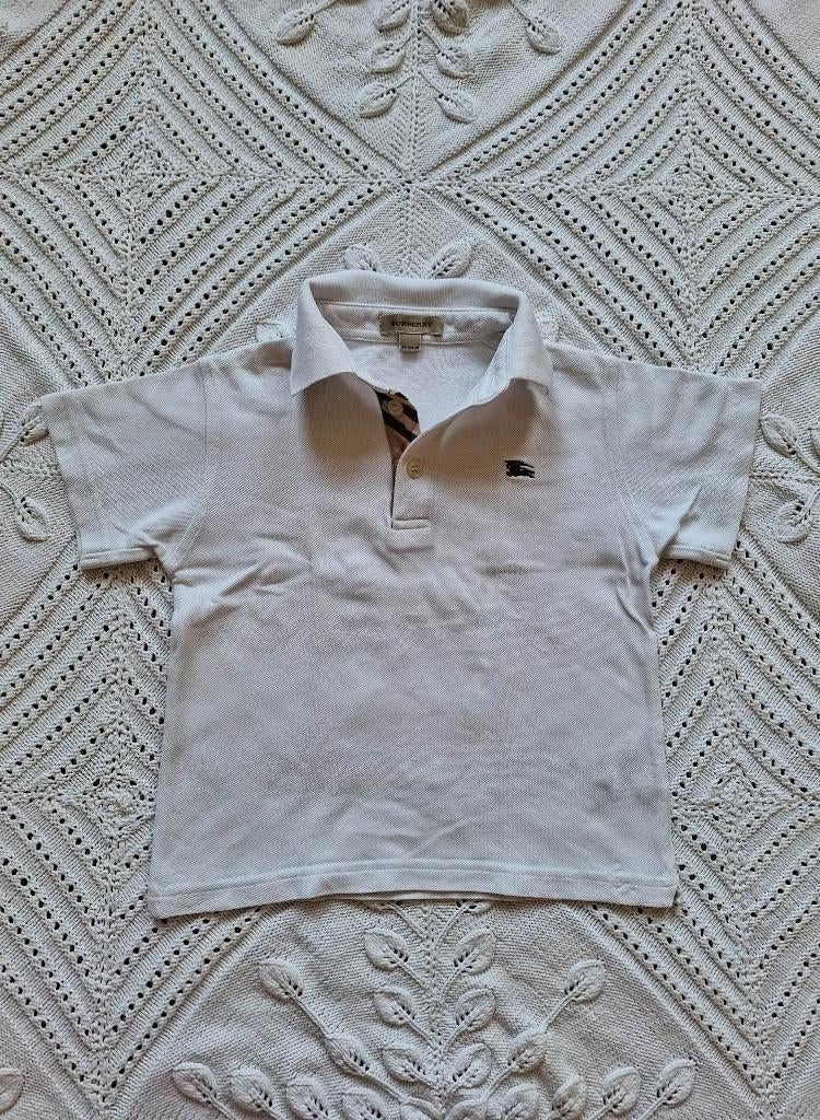 Burberry polo wit 104, Ophalen of Verzenden, Zo goed als nieuw, Jongen of Meisje, Shirt of Longsleeve