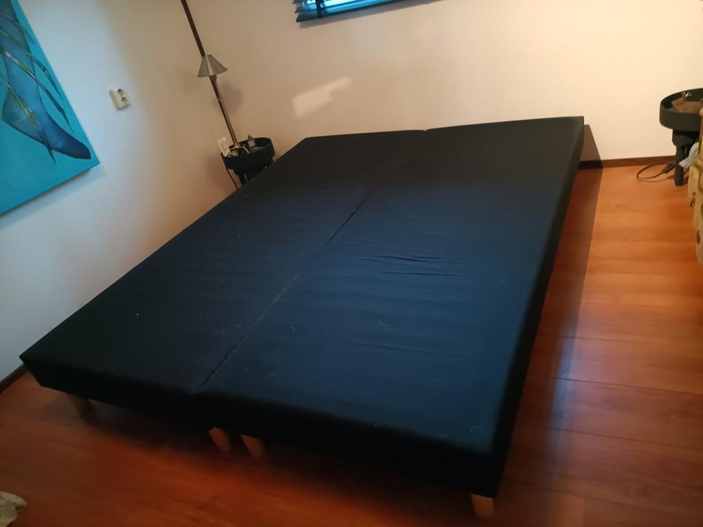 Tweepersoonsbed (90 x 200)., Ophalen, Gebruikt, Zwart, Tweepersoons
