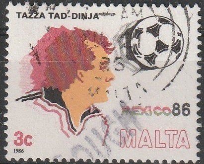 4780. Malta 748 gest. WK Voetbal, Ophalen of Verzenden, Malta, Gestempeld