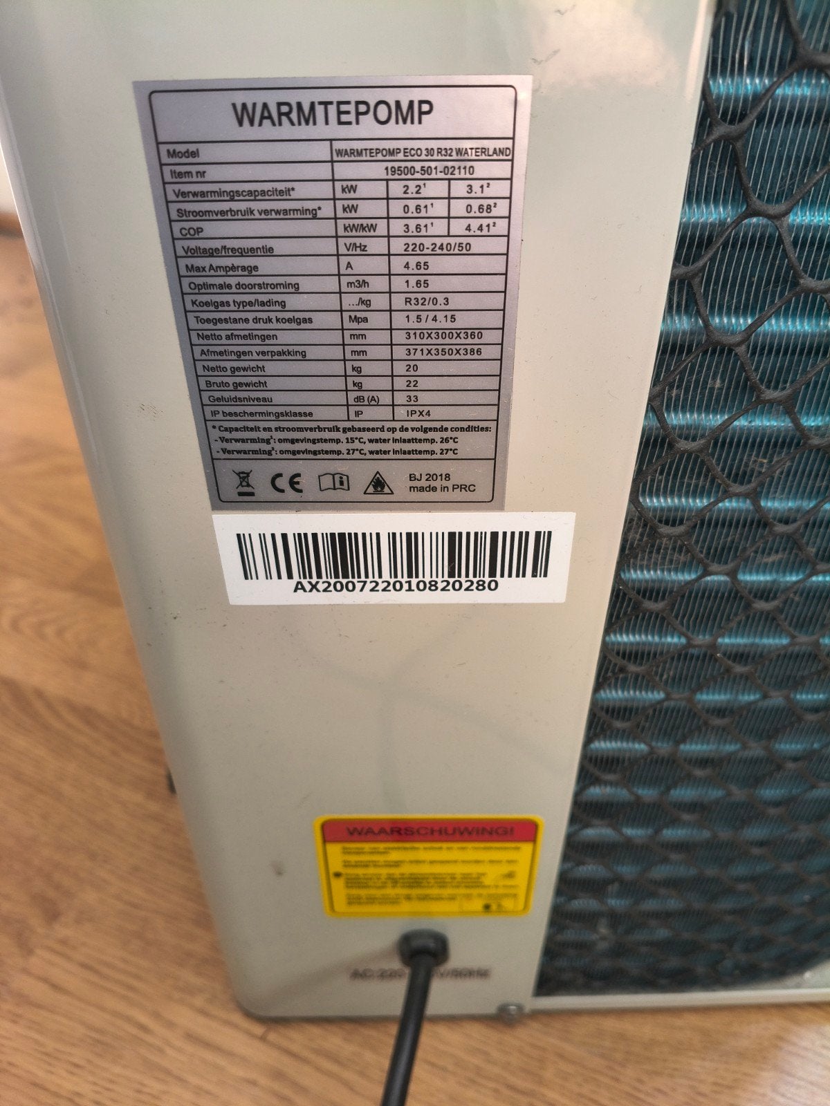 warmtepomp voor zwembad, Ophalen