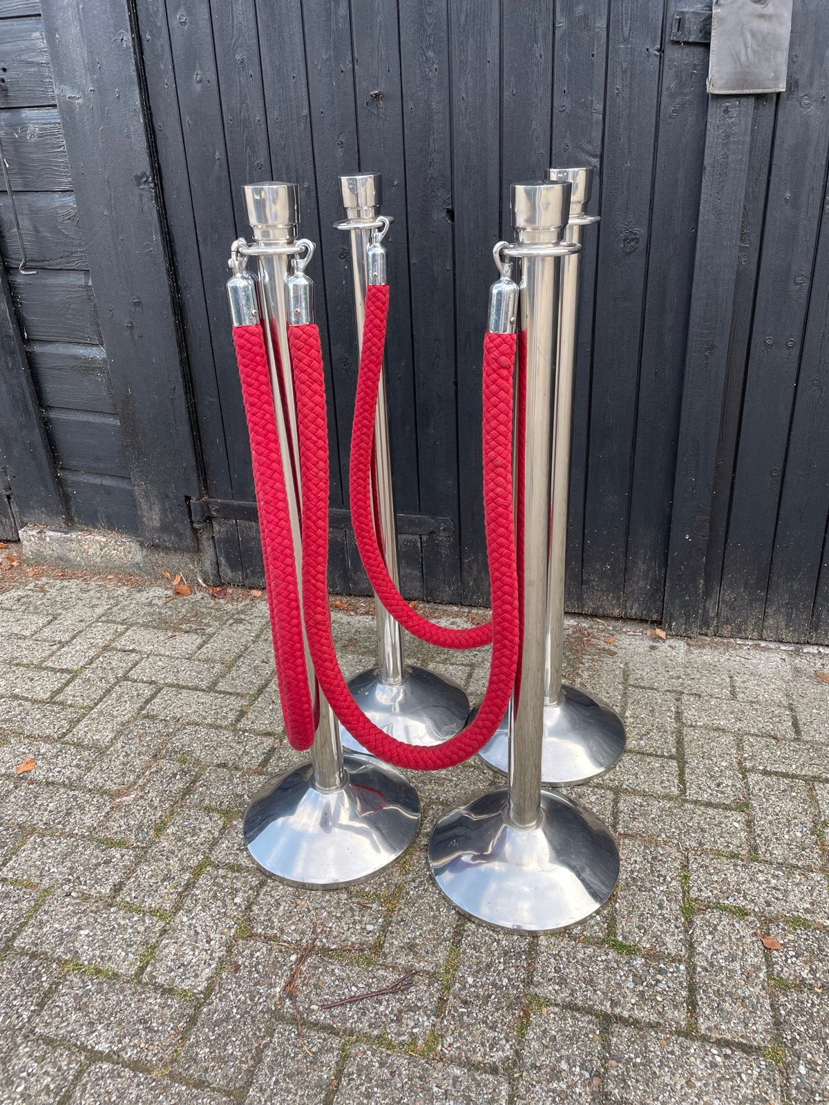 Afzetpalen met rood koord - set van 4, Ophalen, Gebruikt, Overige typen, Overige