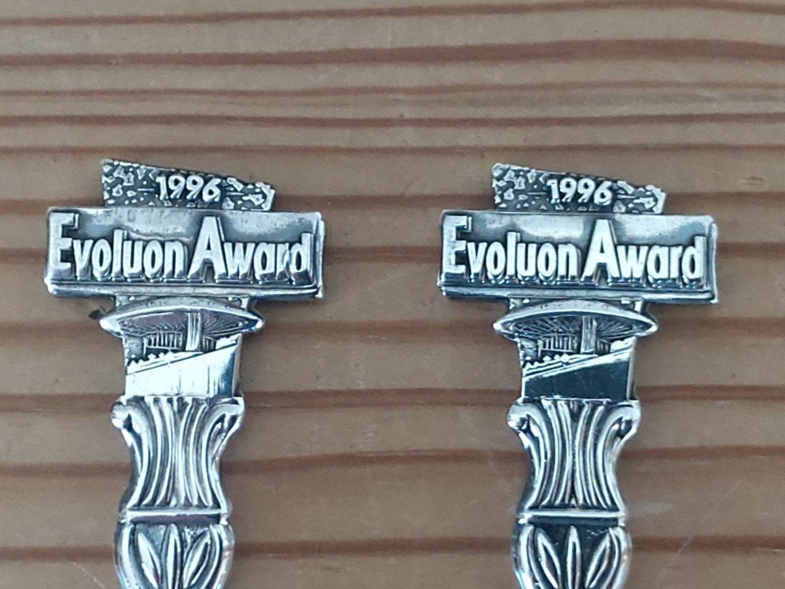 Evoluon award 2 lepels, 18 cm met afb. Evoluon uit 1996, Ophalen of Verzenden