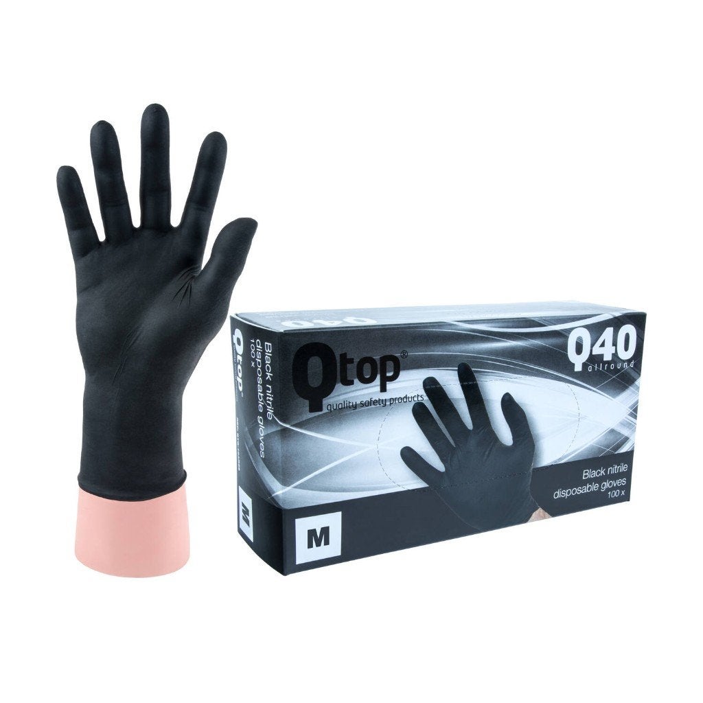 TATTOO HANDSCHOENEN zwarte nitril Q-TOP Q40 Allround 10x100, Verzenden, Nieuw