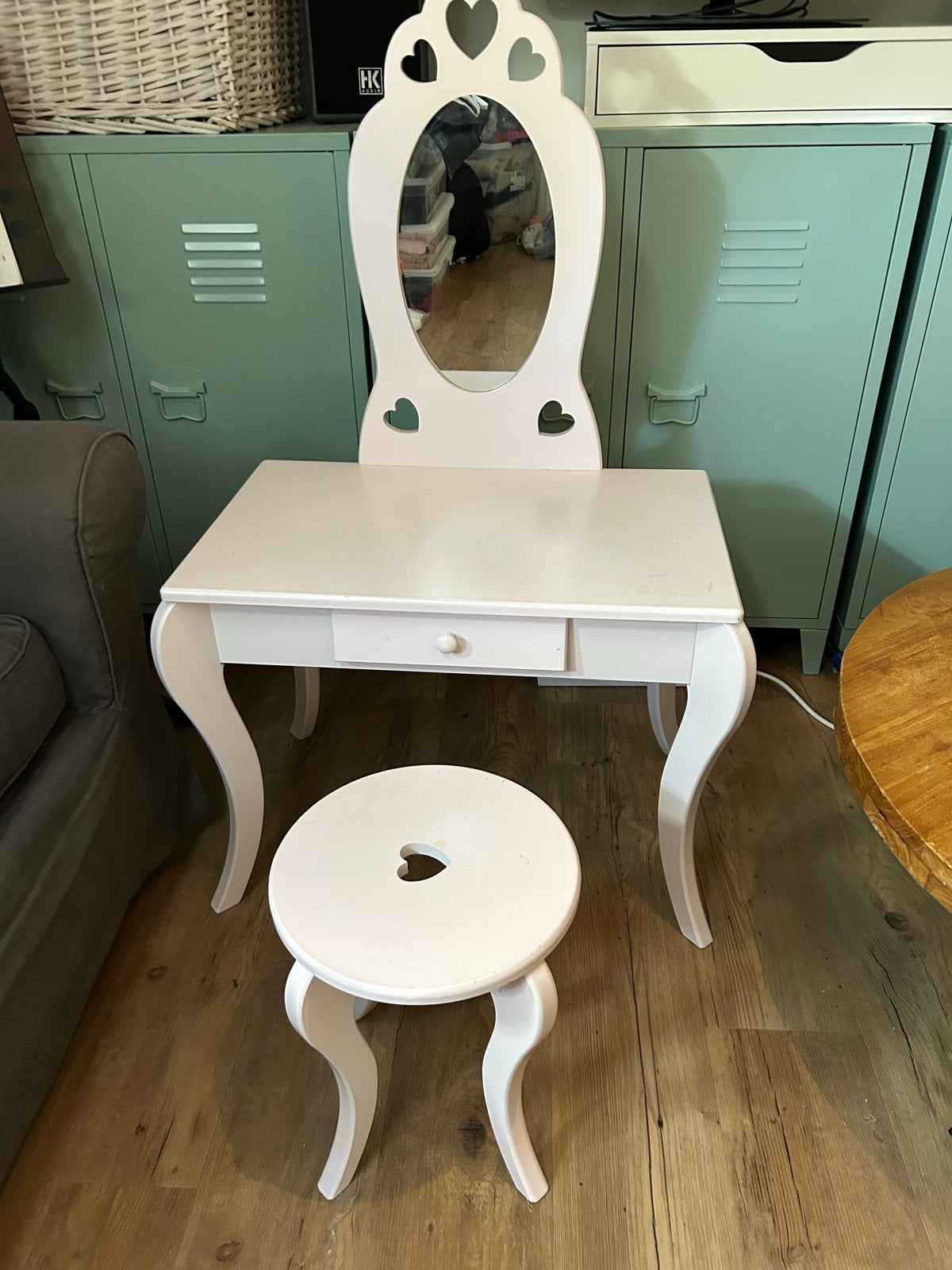 Kaptafel met spiegel en krukje voor kinderen 3-8 jaar, Kinderen en Baby's, Kinderkamer | Tafels en Stoelen, Ophalen, Gebruikt