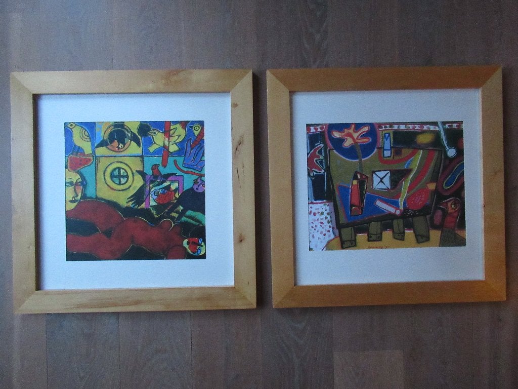 2 Ingelijste schilderij schilderijen prent prenten Corneille, Antiek en Kunst, Kunst | Schilderijen | Modern, Ophalen of Verzenden