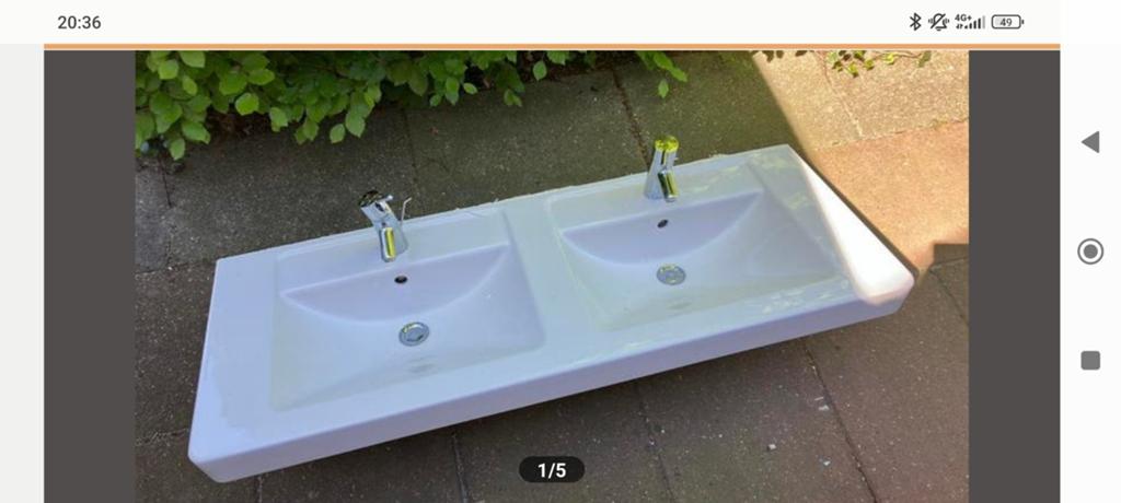 Dubbele wasbak 130x49cm, Ophalen