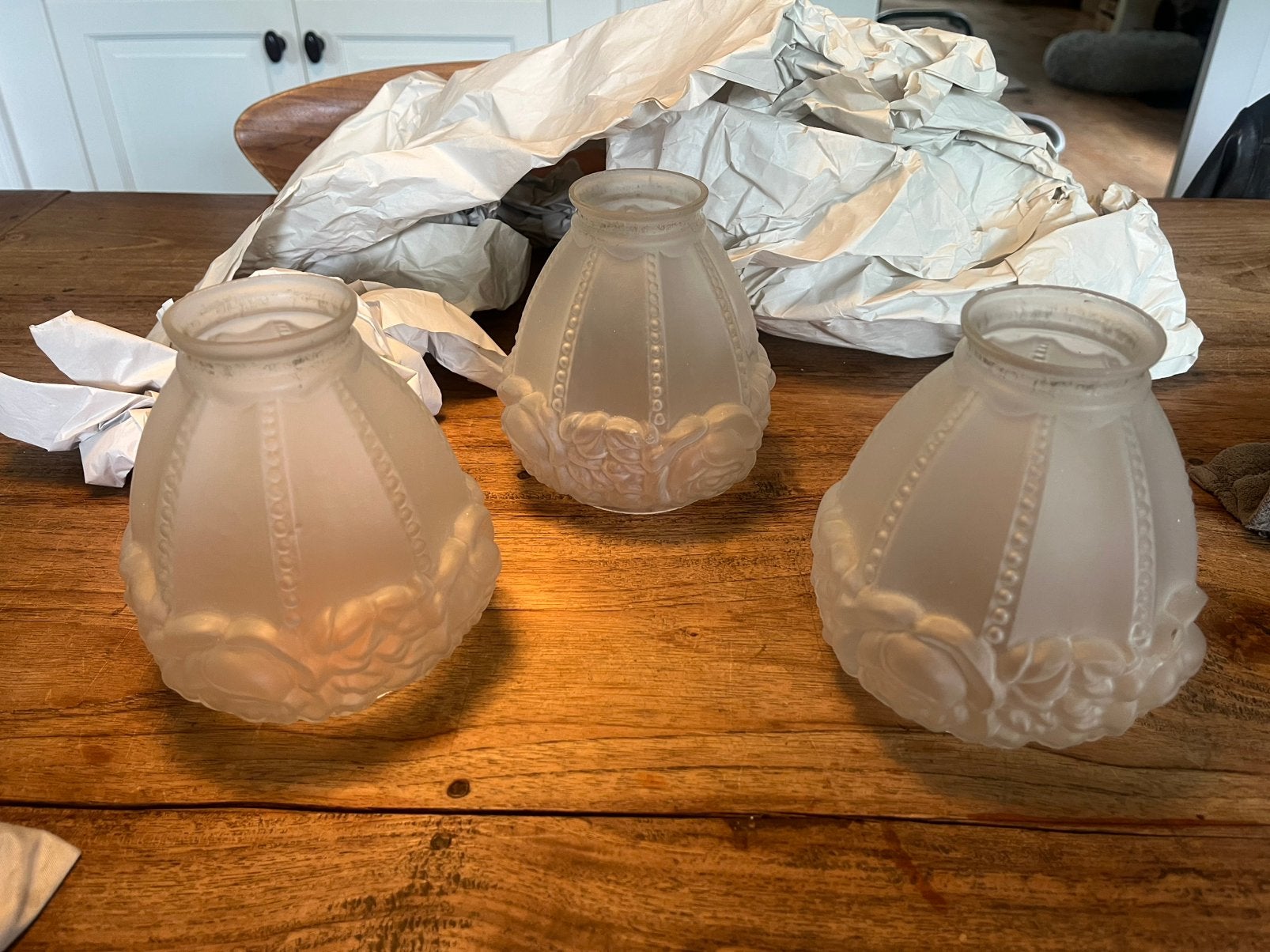Glazen lampenkapjes kroonluchter, Huis en Inrichting, Ophalen, Gebruikt, Glas