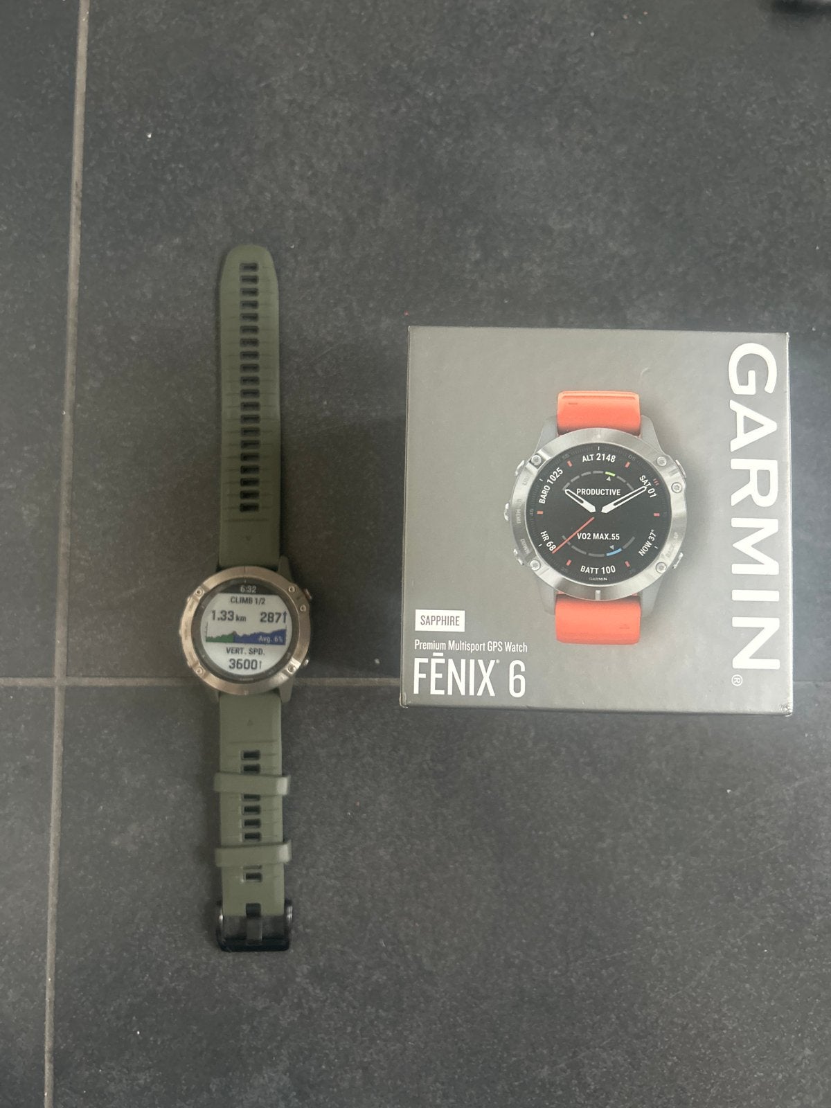 Garmin Fenix 6 Sapphire titanium 47 cm, Ophalen, Afstand, Zo goed als nieuw, Waterdicht