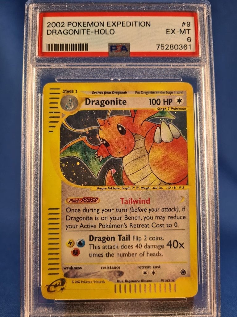 Dragonite 9/165 - Expedition Base Set (PSA 6), Verzenden, Gebruikt