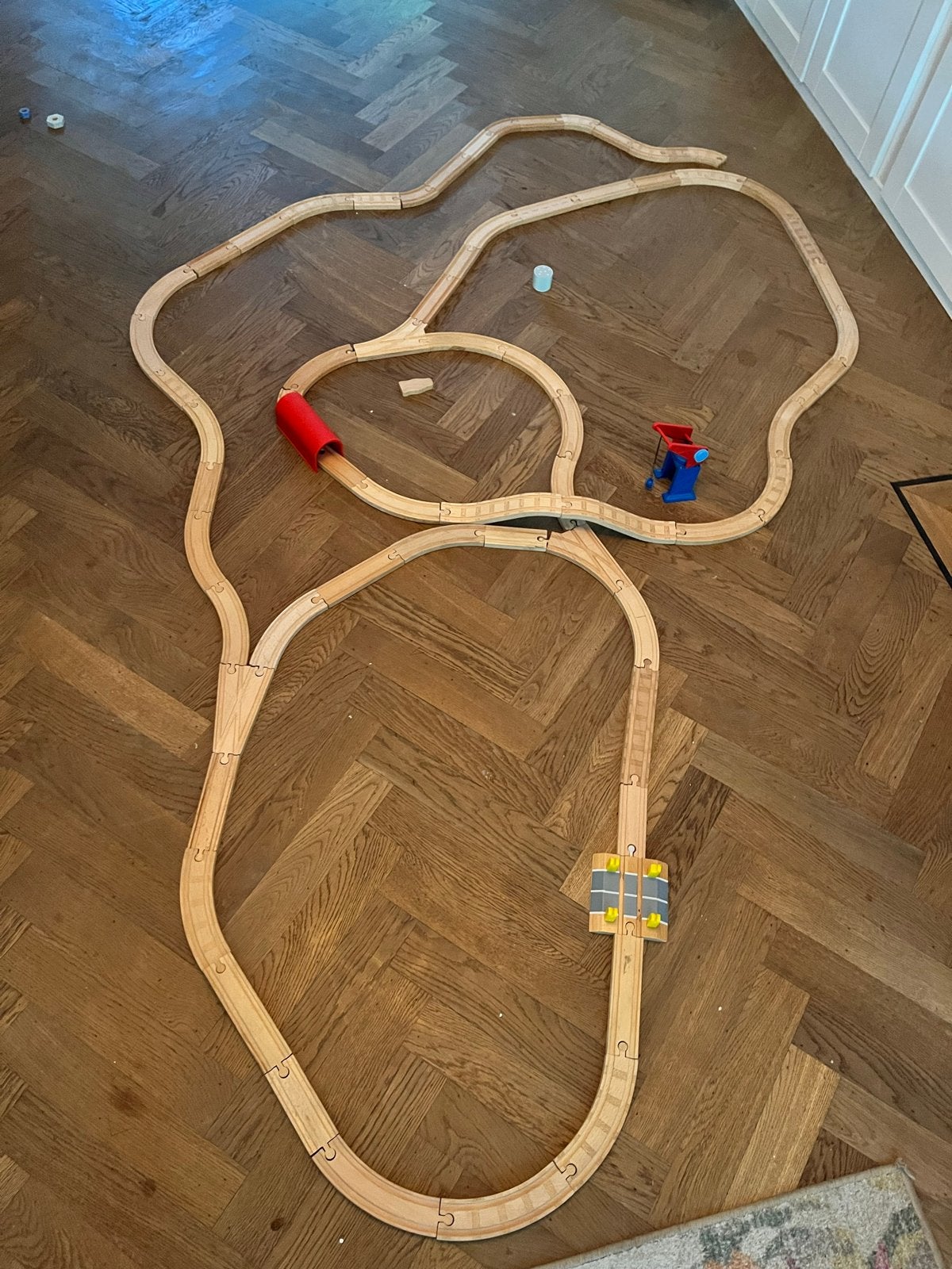Grote set houten treinbaan met 75+ onderdelen, Kinderen en Baby's, Ophalen of Verzenden, Gebruikt, Overige typen