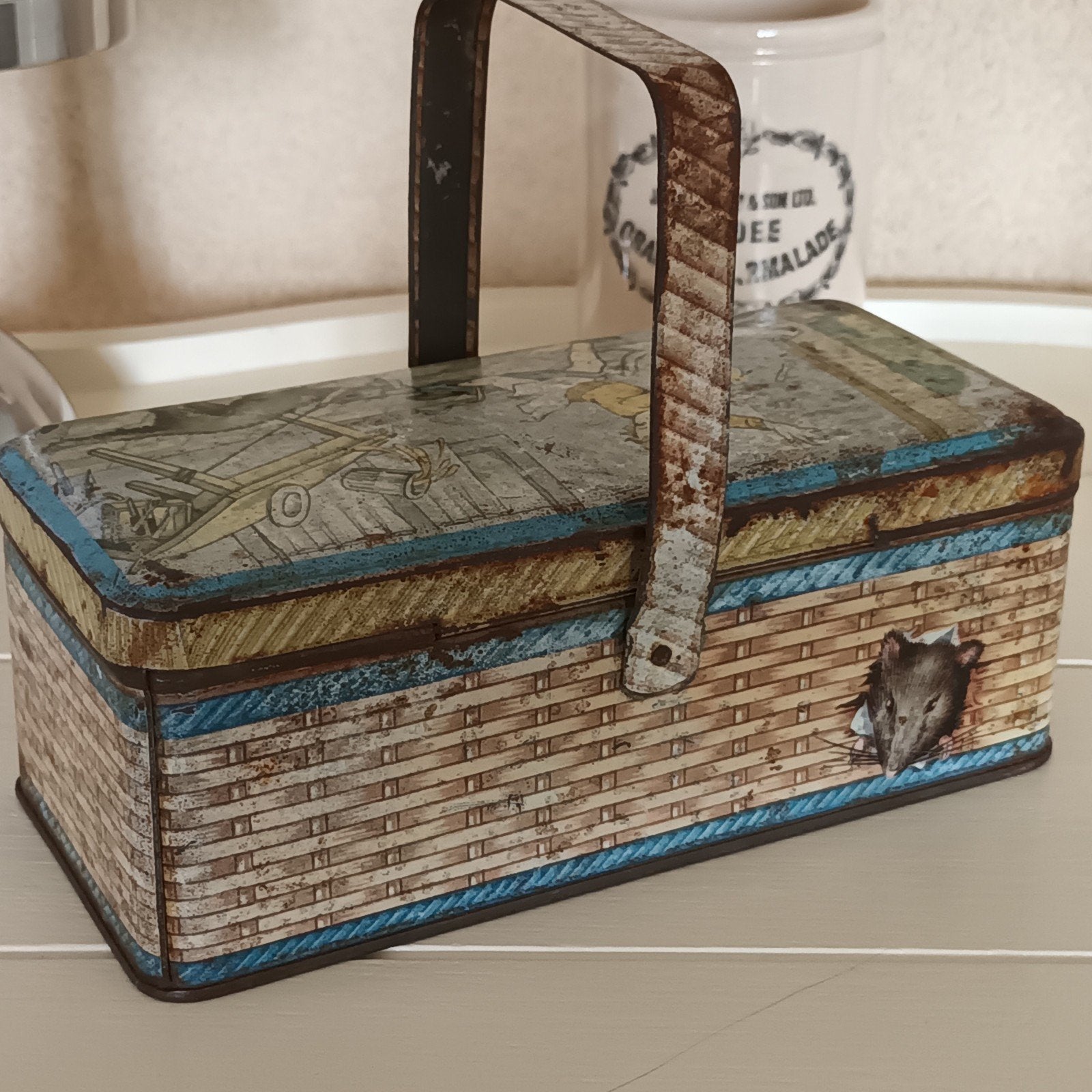 Antieke Franse lunchtrommel voor kinderen, Ophalen of Verzenden