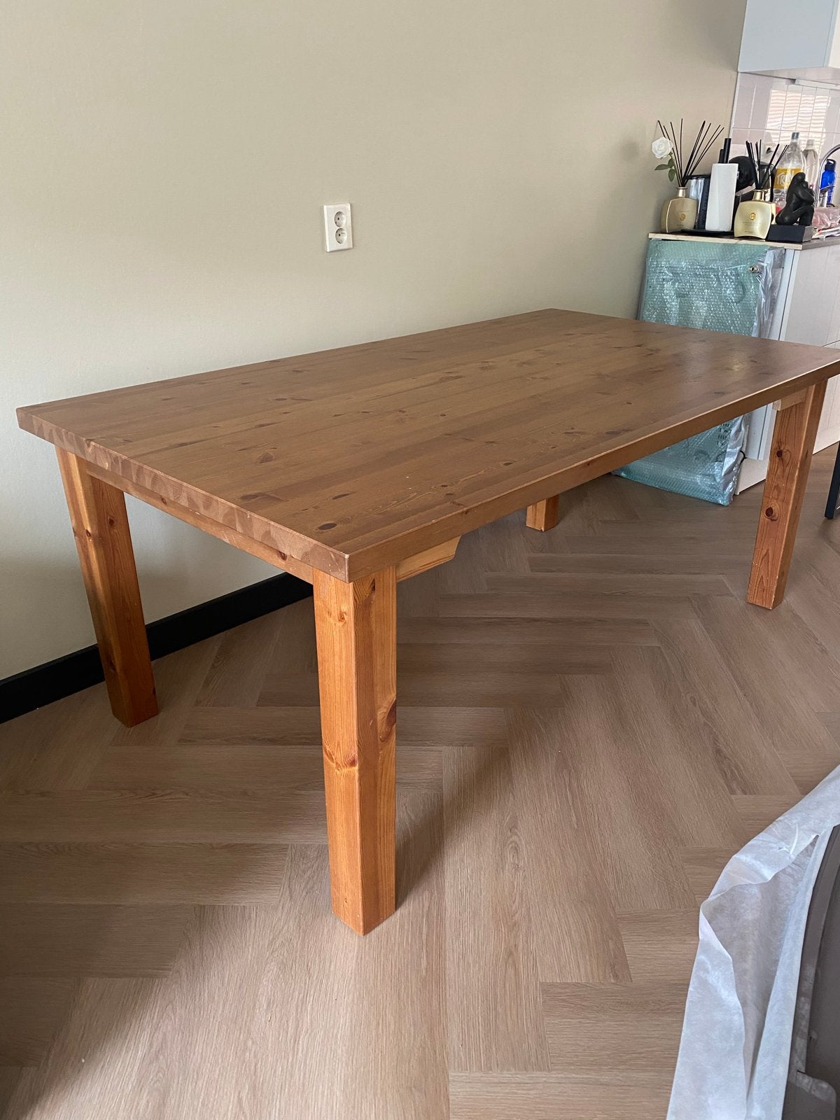Massief eiken eettafel van IKEA, Ophalen, Gebruikt, 50 tot 100 cm, 150 tot 200 cm