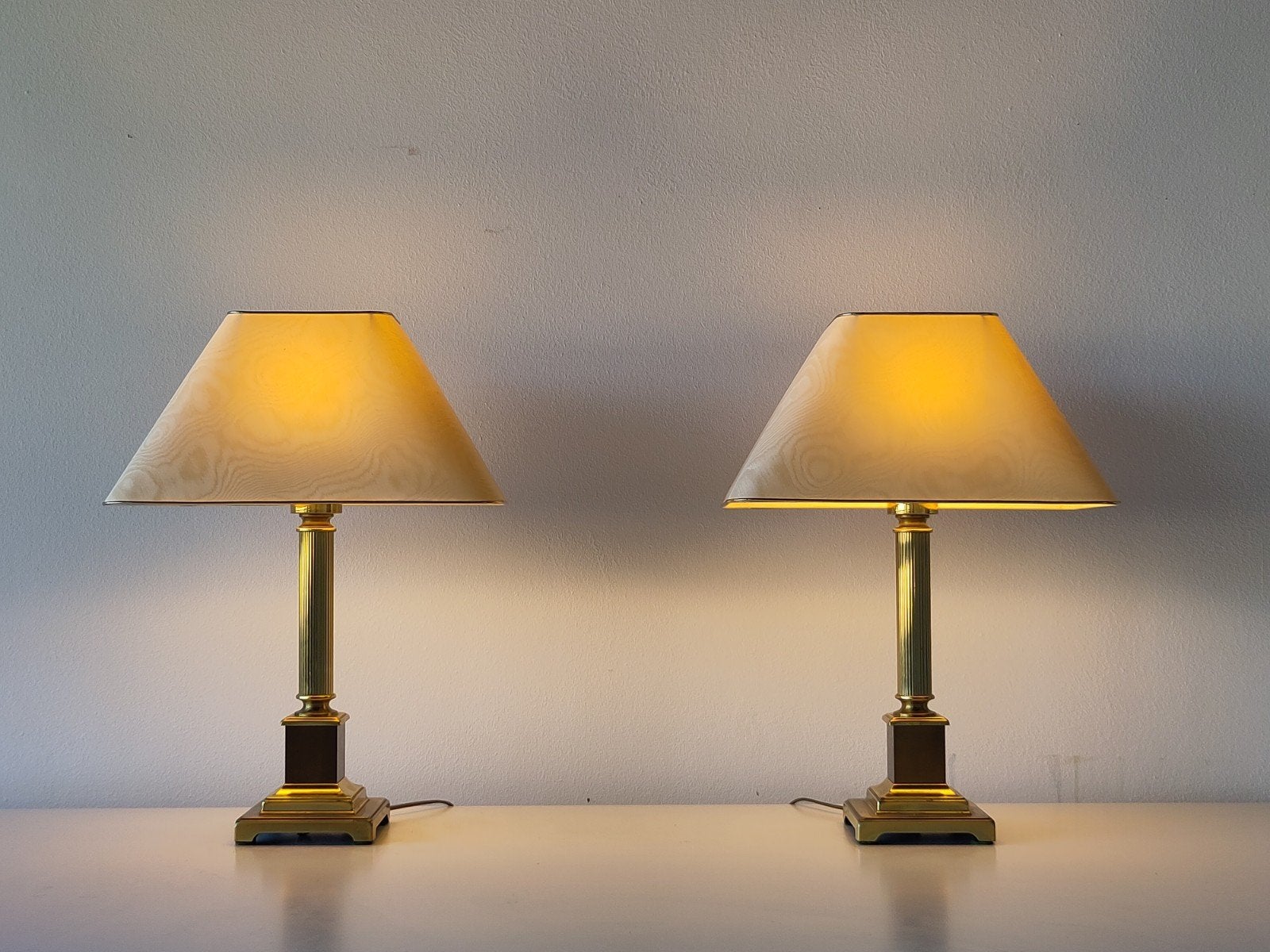 2x XL goudkleurige Herda lamp Hollywood Regency lampen, Met schakelaar, Bureaulamp, Gebruikt, Overige merken