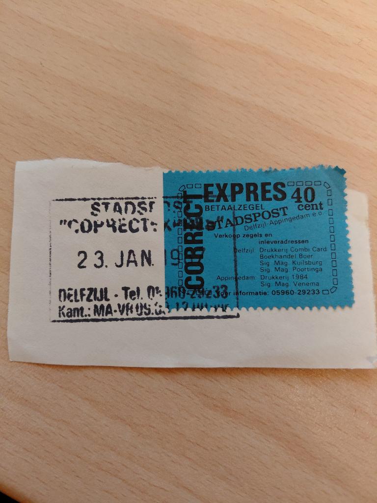 Stadspost Correct express 1987, Postzegels en Munten, Postzegels | Nederland, Verzenden, Gestempeld