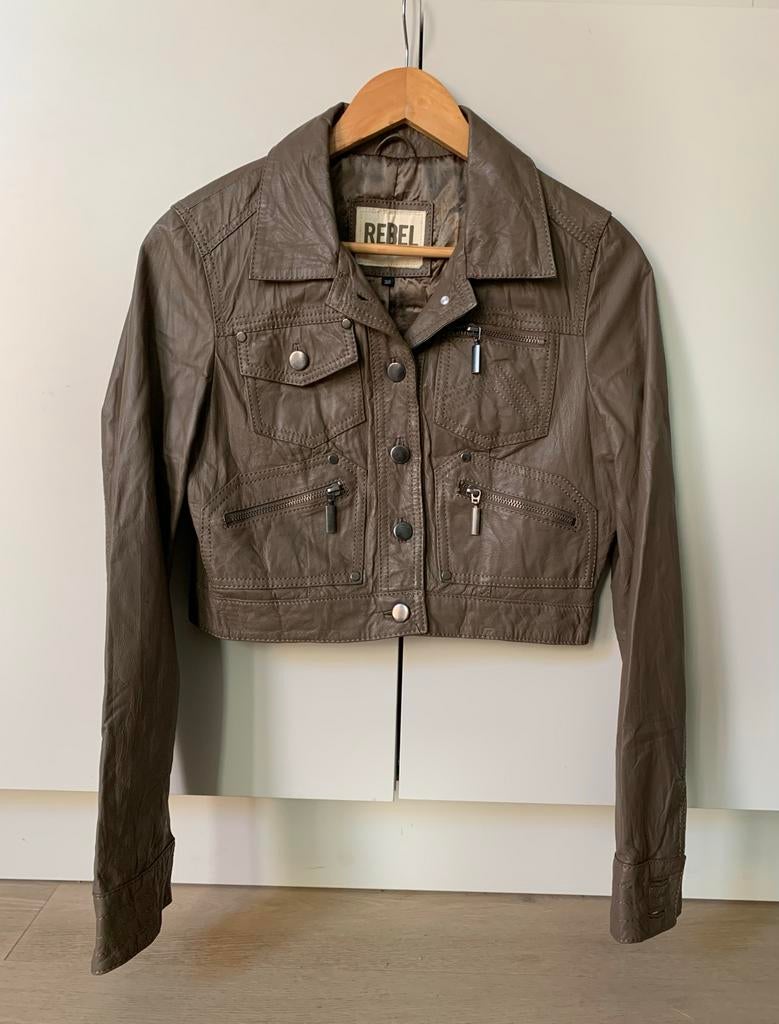 Kort leren jasje Rino&Pelle Rebel maat 38 bruin/taupe, Kleding | Dames, Jassen | Zomer, Maat 38/40 (M), Bruin, Rino&pelle, Ophalen of Verzenden