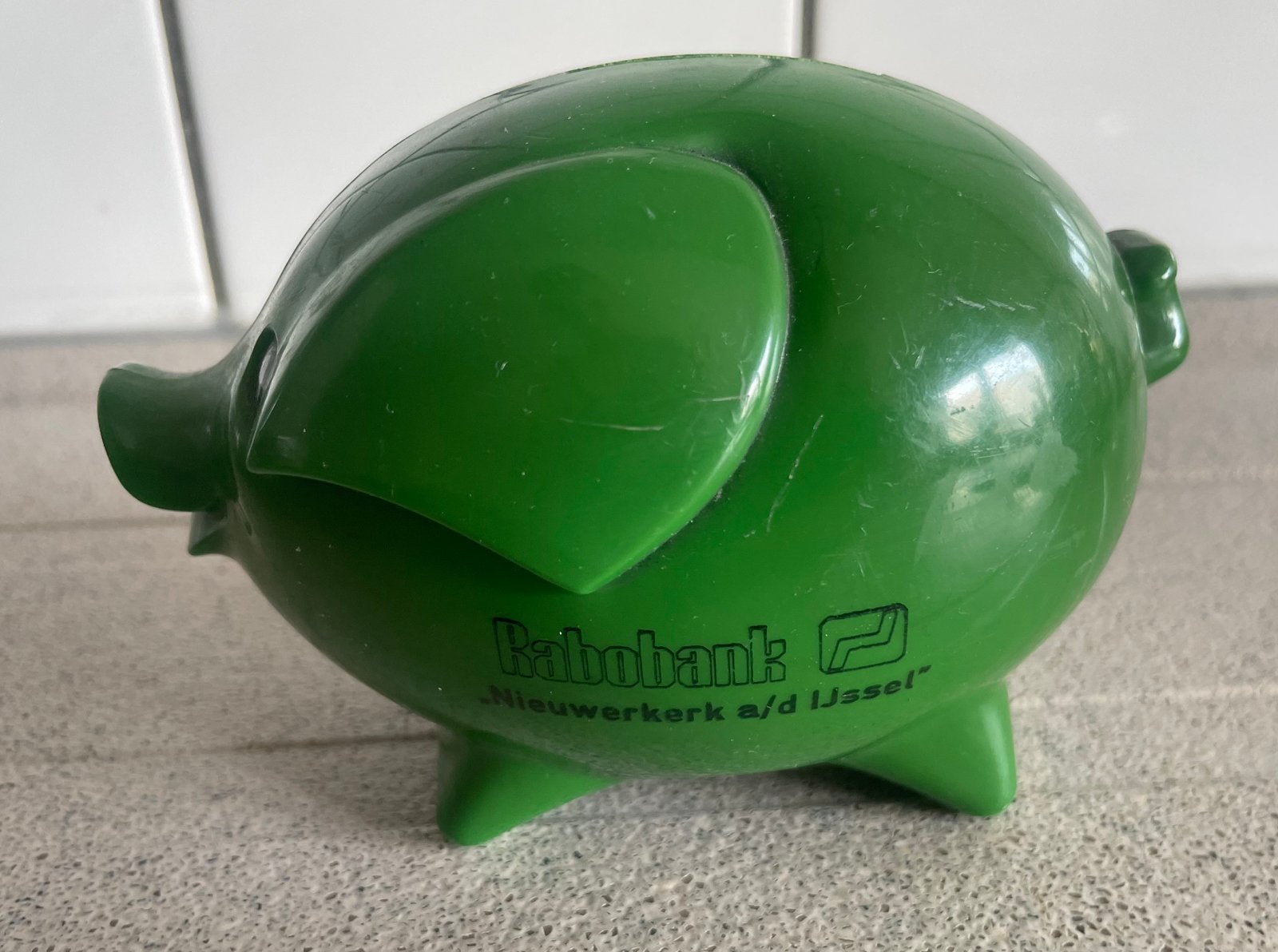 Superleuk spaarvarken Rabobank Nieuwerkerk aan den Ijssel, Ophalen of Verzenden, Zo goed als nieuw, Metaal of Blik, Overige thema's