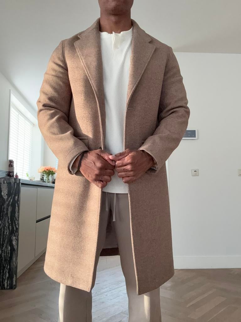 Zara Camel/Taupe mantel - (M), Ophalen of Verzenden, Zo goed als nieuw, Maat 48/50 (M), Beige