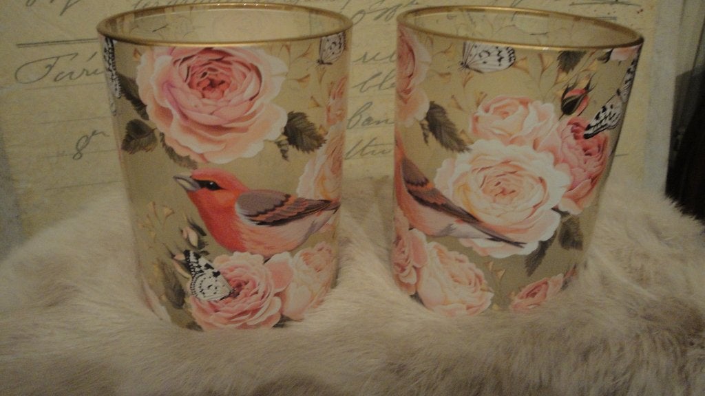 barok windlichtjes met mooie print met vogeltjes, Ophalen of Verzenden
