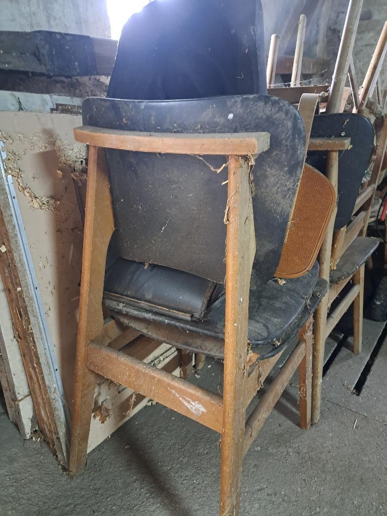 Vintage stoel zwart leer, Ophalen, Gebruikt, Drie, Zwart