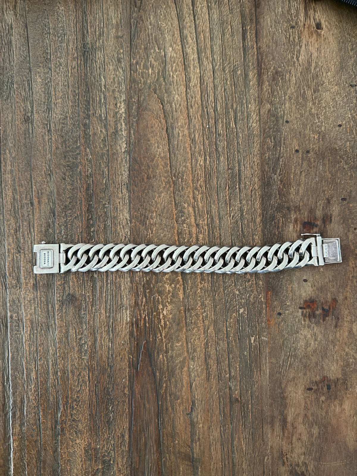 Buddha to Buddha armband - Zilveren schakelarmband, Ophalen of Verzenden, Gebruikt, Zilver