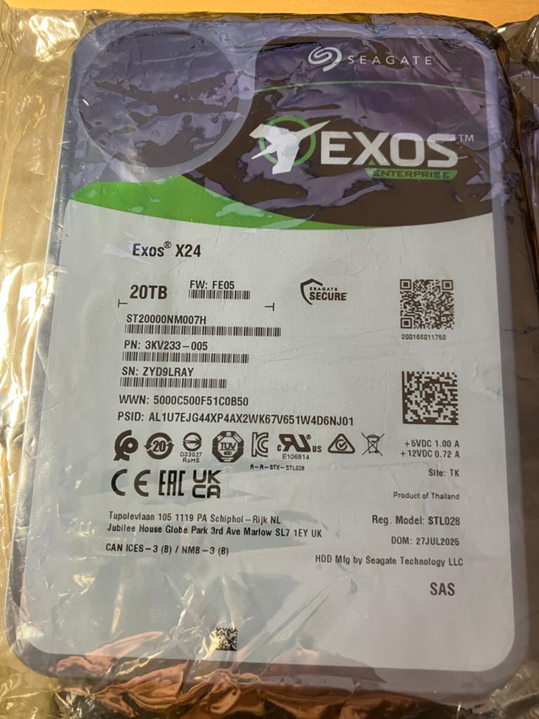 Nieuwe Seagate Exos X24 20TB SAS harde schijf (Juli 2025), Computers en Software, Harde schijven, Ophalen, Intern, SAS, Server