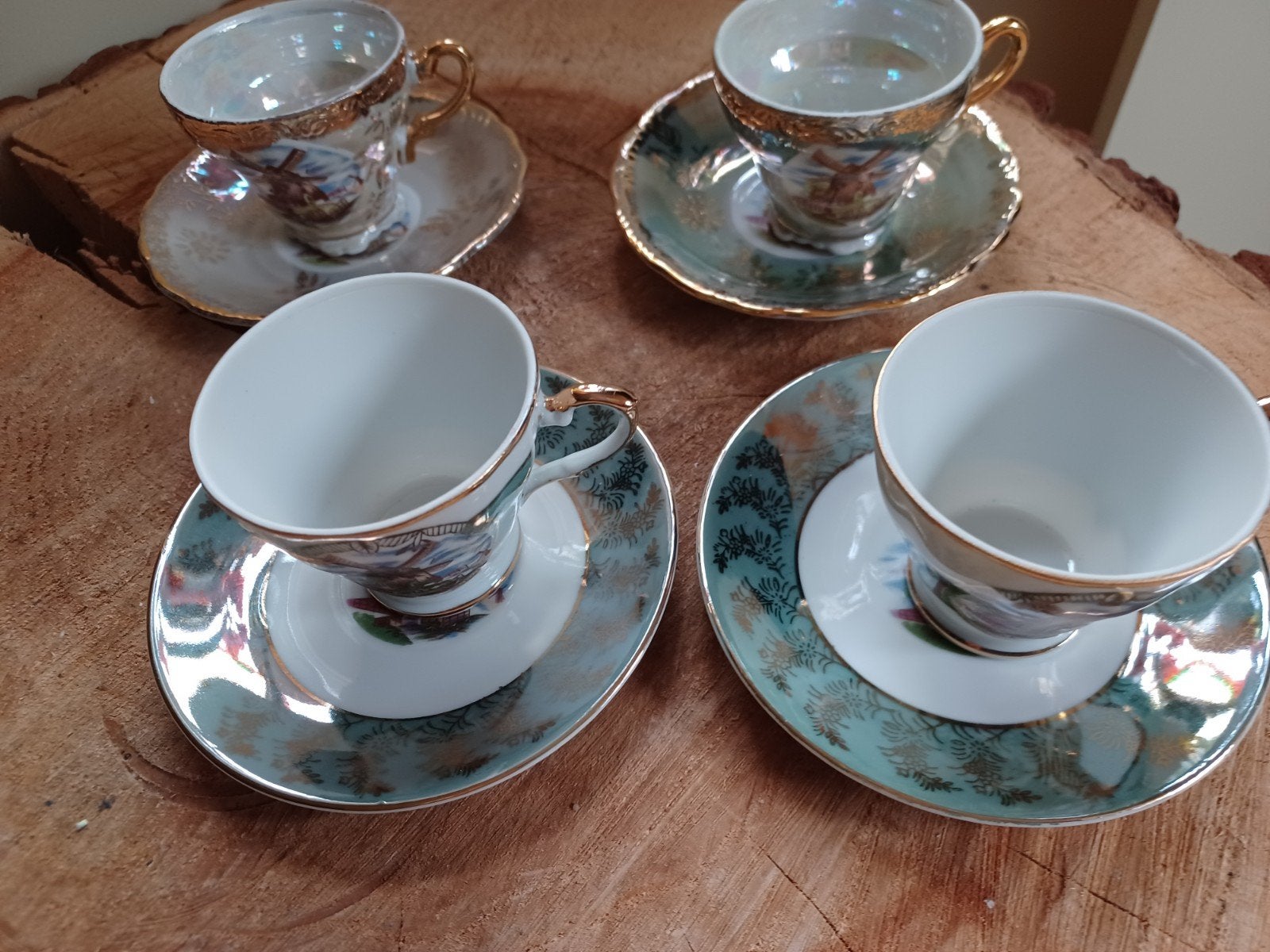 Set van 4 vintage Hollandse molen versailles kopjes, Ophalen of Verzenden