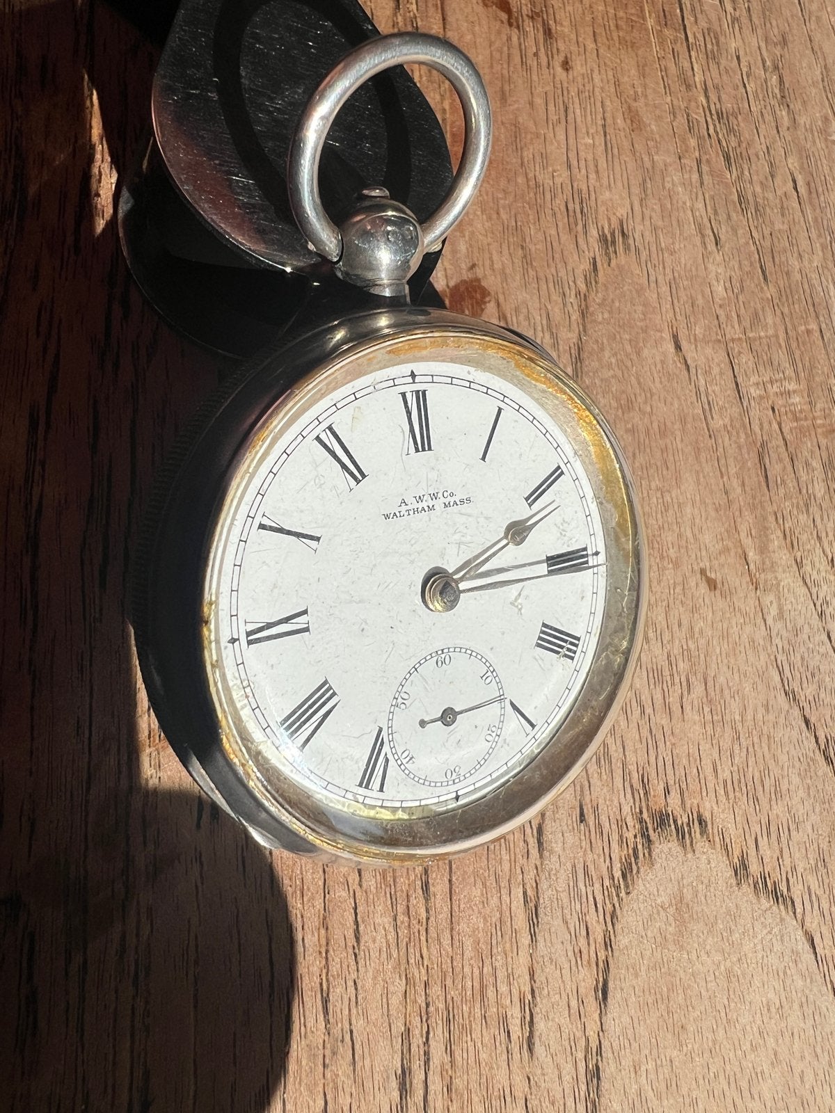 A.W.W. Co. Waltham Mass. Zilveren Zakhorloge Birmingham 1897, Overige merken, Zakhorloge, Verzenden, Voor 1900