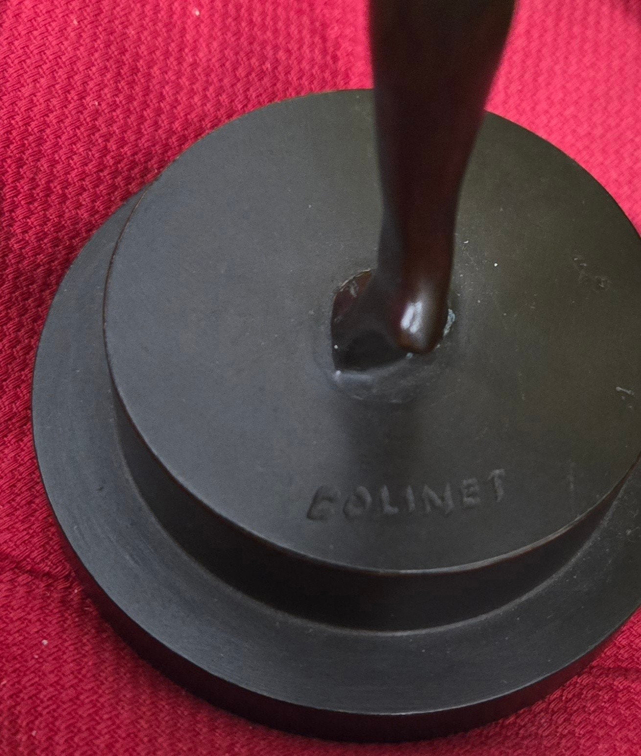 Bronzen beeld van dansende vrouw op sokkel, gesigneerd, Ophalen of Verzenden, Brons, 20 - 50 cm, Beeld