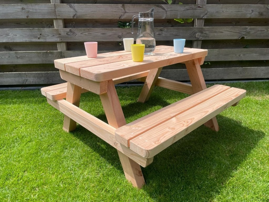 Kinderpicknicktafel Douglas – Handgemaakt – Robuust & veilig, Nieuw, Rechthoekig, Hout, Ophalen