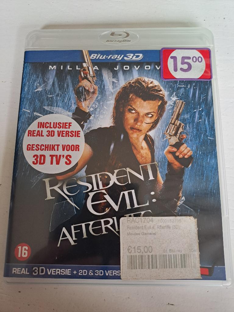 Blue-ray 3D resident evil afterlife, Cd's en Dvd's, Blu-ray, Ophalen of Verzenden, Zo goed als nieuw, Horror