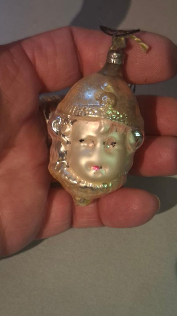 Oude kerstbal nr5. Hoofdje., Ophalen of Verzenden