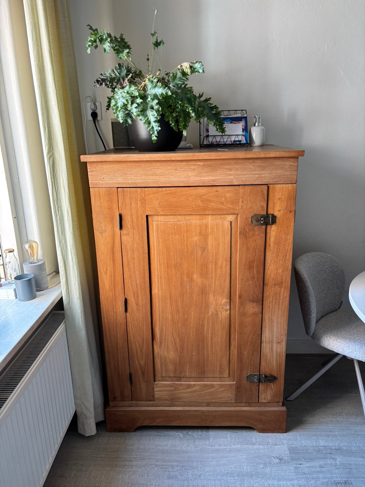 Massief teakhouten computerkast / bureaukast, Ophalen, Gebruikt, 70 tot 120 cm, Teakhout