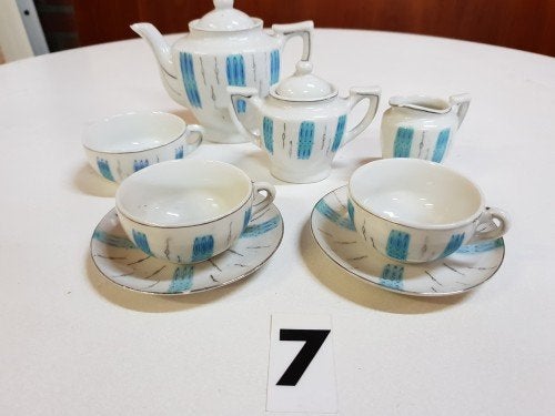 Mini servies nr. 7, blauw wit, 8-delig, Ophalen of Verzenden, 'T Olde Gre-j, Info@toldegrej.nl, Endepoelstraat 20f Didam