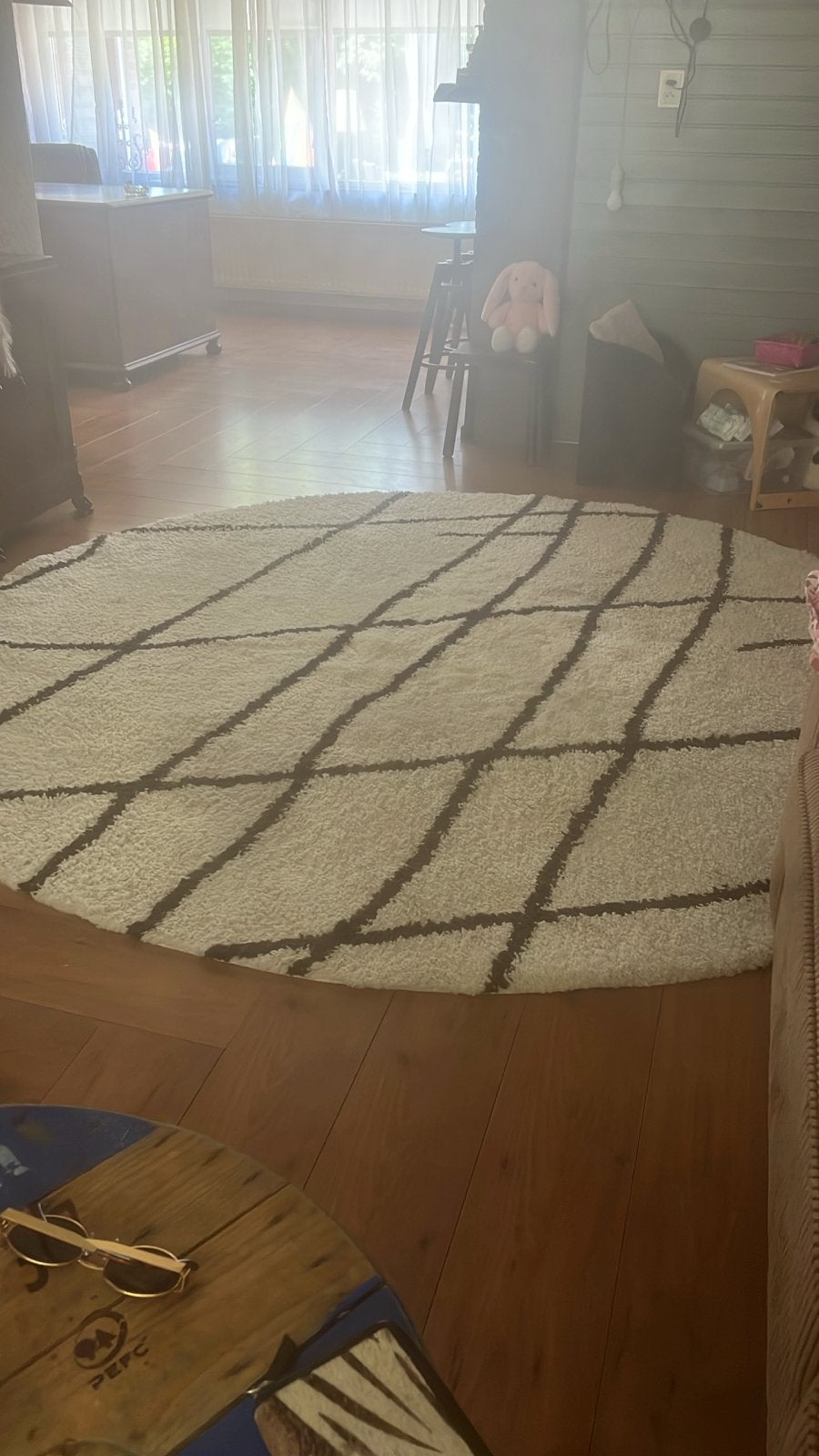 Hoogwaardig rond vloerkleed, 3 meter, Huis en Inrichting, Stoffering | Tapijten en Kleden, Ophalen, Rond, 200 cm of meer, Zo goed als nieuw