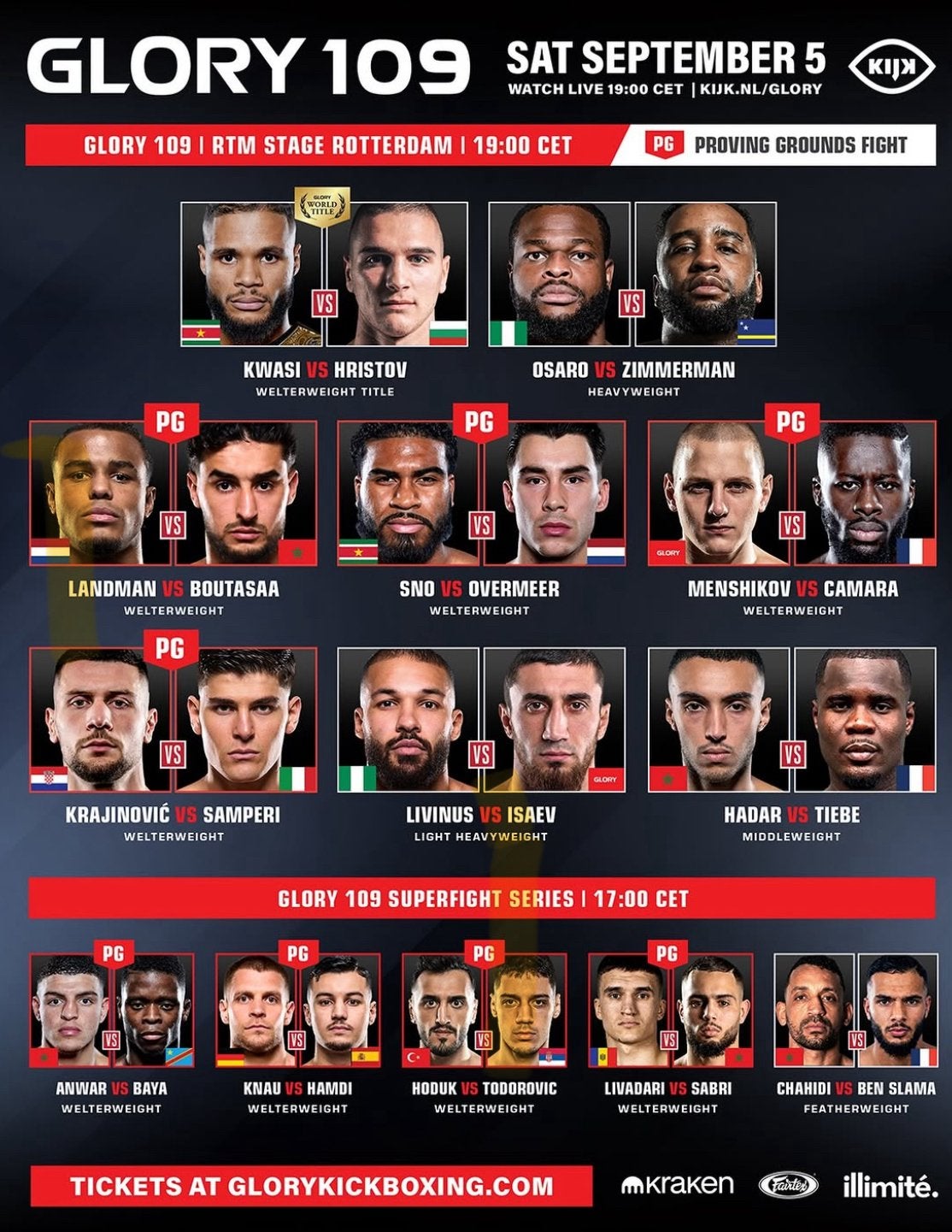 Glory 109 kaart verkoop ||LEES OMSCHRIJVING!||, Tickets en Kaartjes, Drie personen of meer