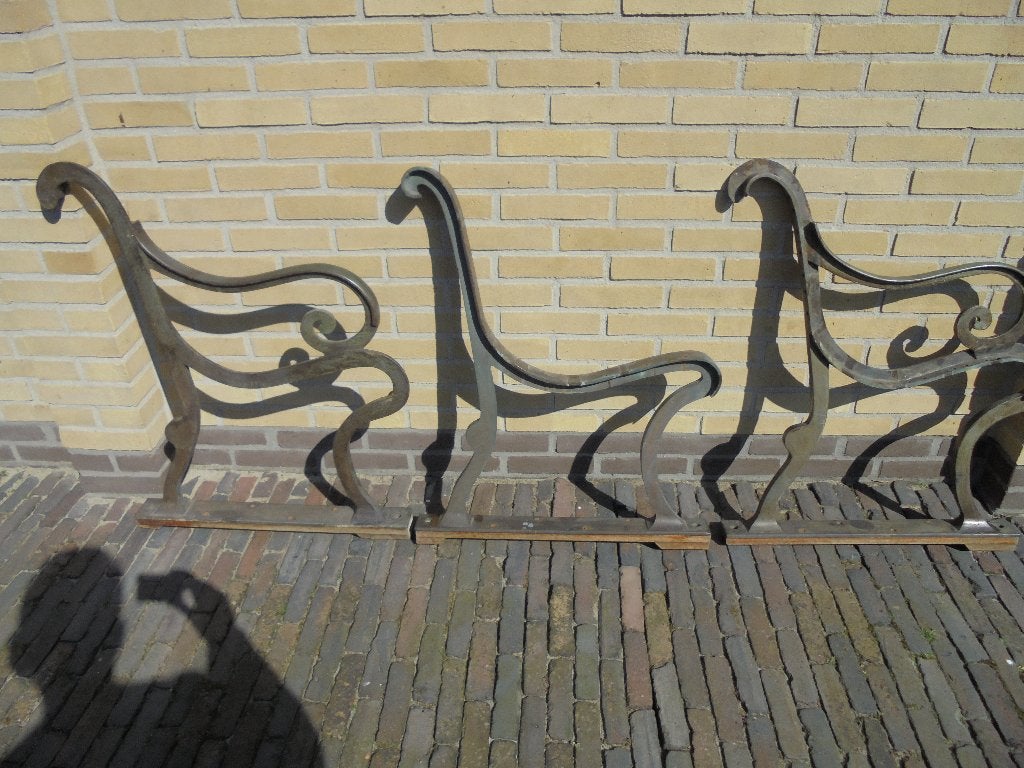 Antieke 6 tot 8 persoons bank scheepsbank steunen, Tuin en Terras, Ophalen, Gebruikt, Metaal
