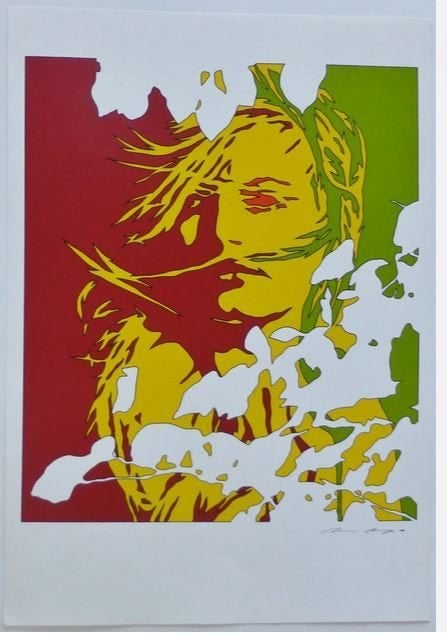 Werner Berges (1941) Offset print " Vrouwenportret " Ges, Antiek en Kunst, Personages en Fantasiefiguren, Gelimiteerde oplage