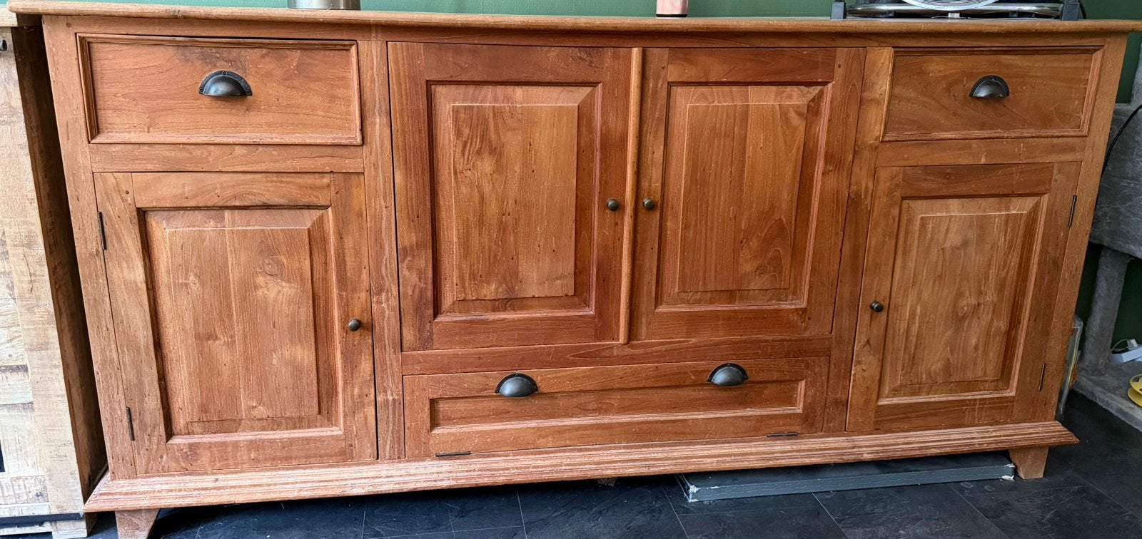 Dressoir teab, Ophalen, Teakhout, Zo goed als nieuw, 200 cm of meer