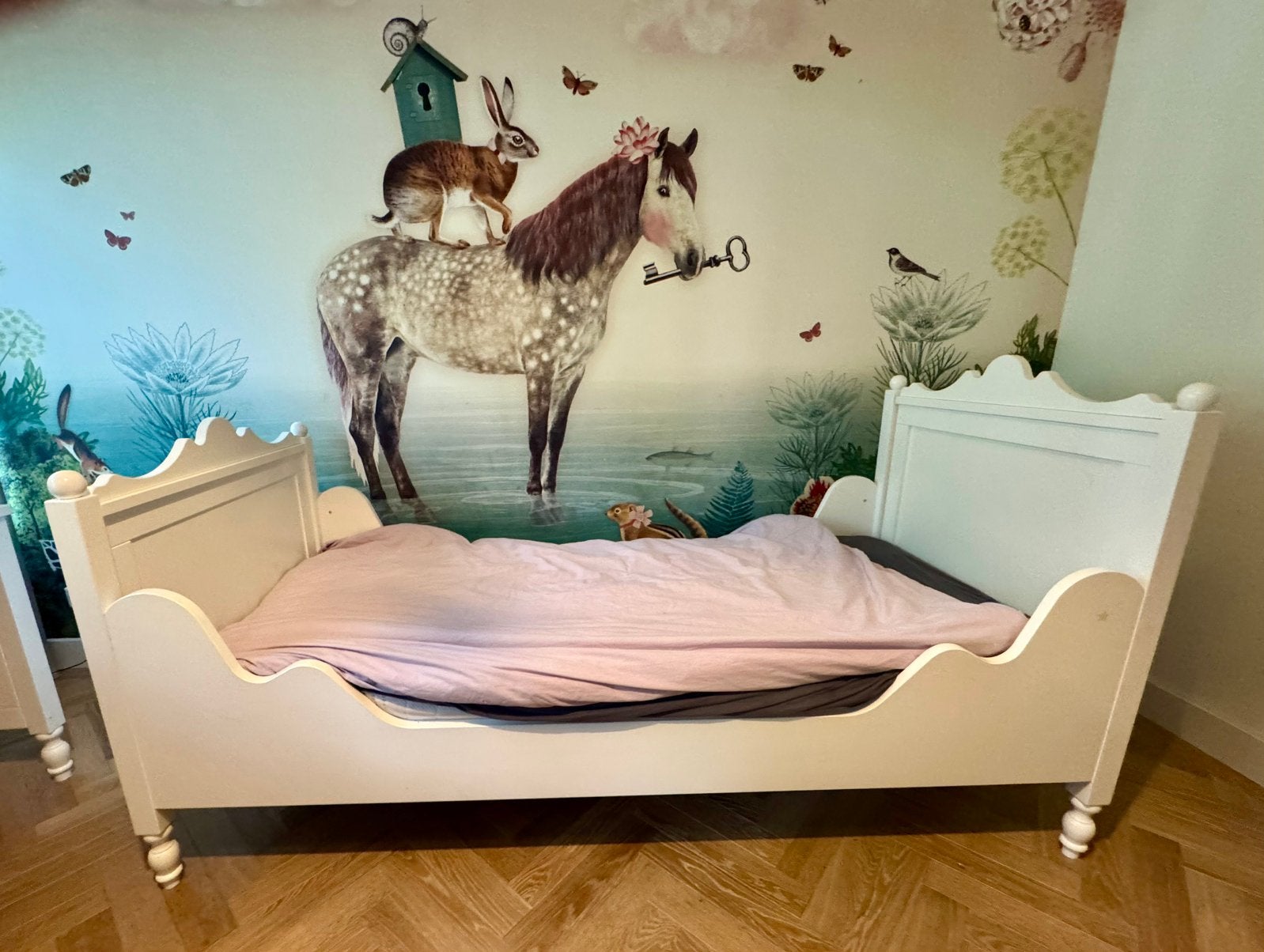 Bopita meisjes bed 90x 200 cm wit nog heel netjes, Ophalen, 85 tot 100 cm, Zo goed als nieuw, Lattenbodem