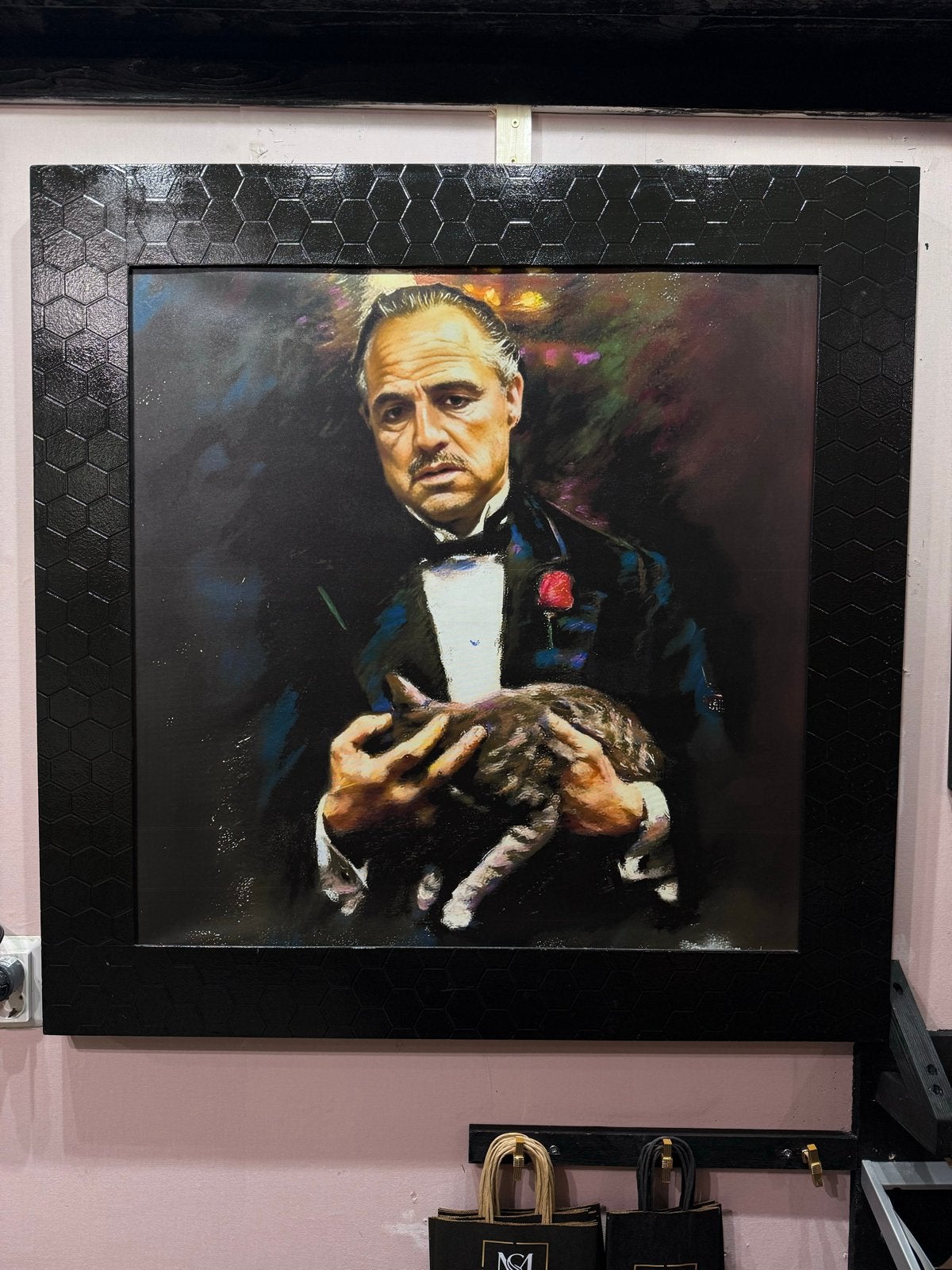 The Godfather Canvas met Zwarte Lijst - 110x110 cm, Ophalen, Doek, Portret of Personen, Realistisch