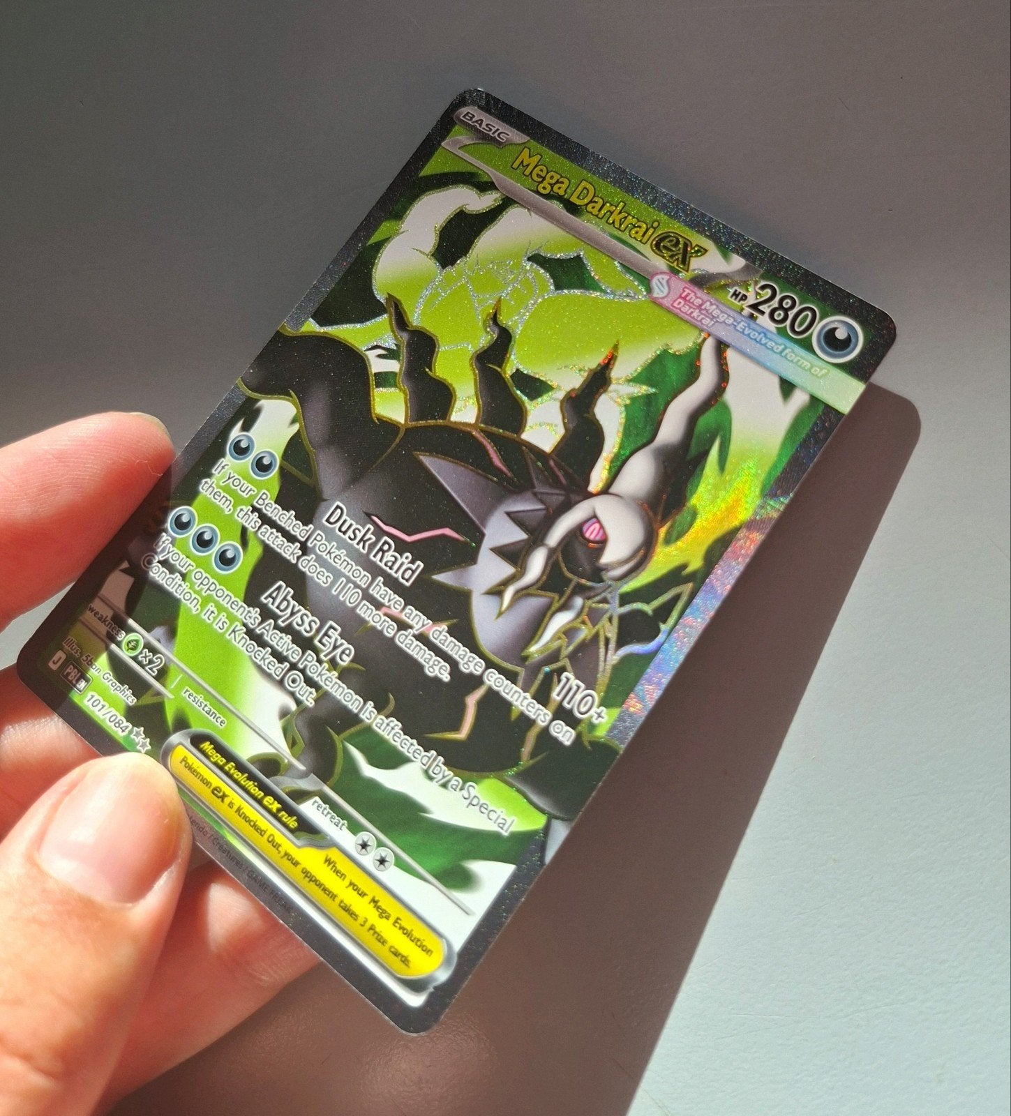 Mega Darkrai EX Pokémon kaart - Zeldzaam en in topstaat, Ophalen of Verzenden, Zo goed als nieuw, Losse kaart, Foil