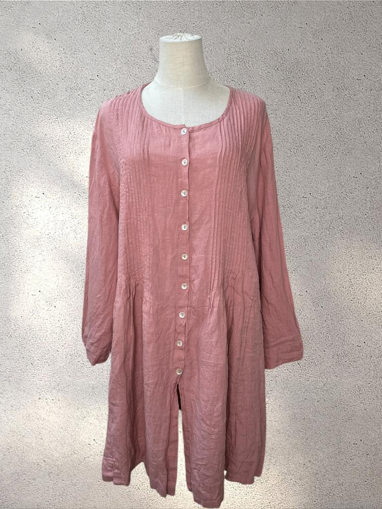 Gudrun Sjödén Pink Linen Front Tunic  Relaxed Size XXL, Ophalen of Verzenden, Zo goed als nieuw, Maat 46/48 (XL) of groter, Roze