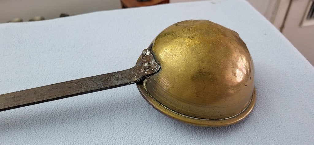 French brass ladle from Early 1900s with iron handle, Antiek en Kunst, Ophalen of Verzenden, Koper