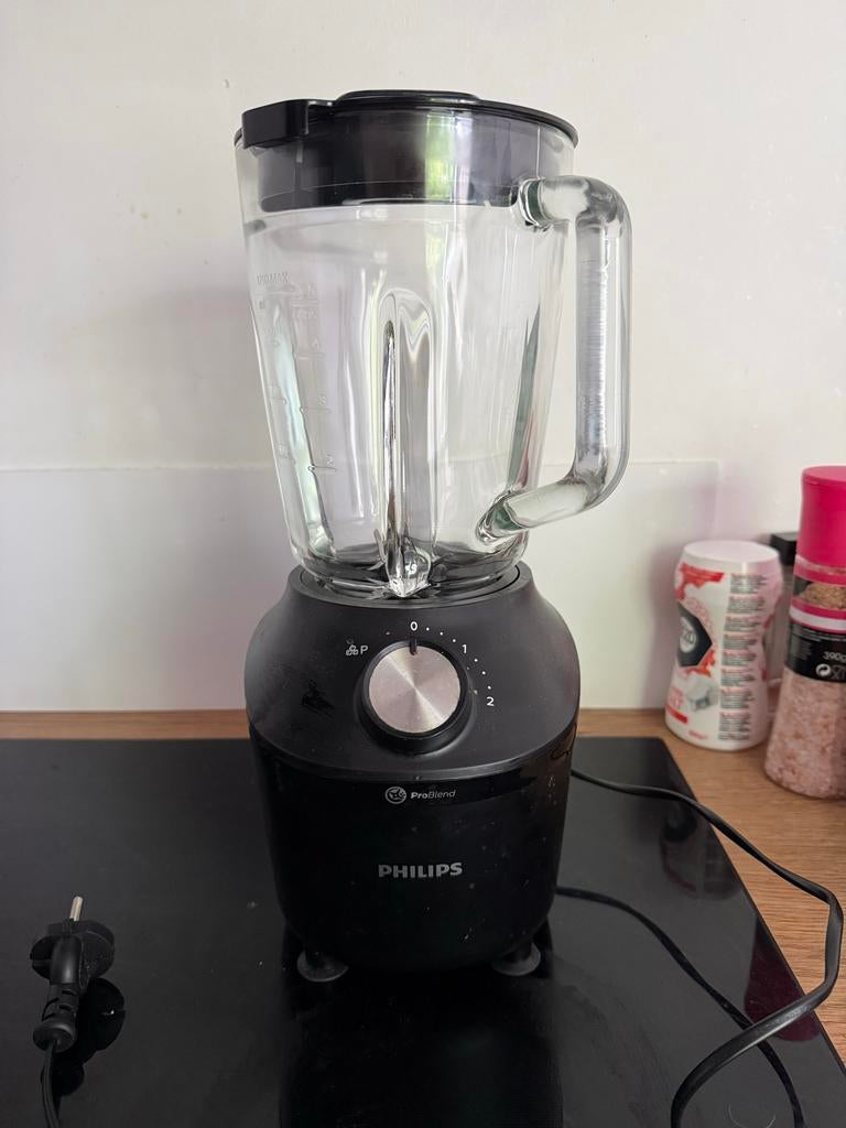 Philips Blender HR2291/01/AC met glazen kan - 600W, Ophalen of Verzenden, Zo goed als nieuw, Blender