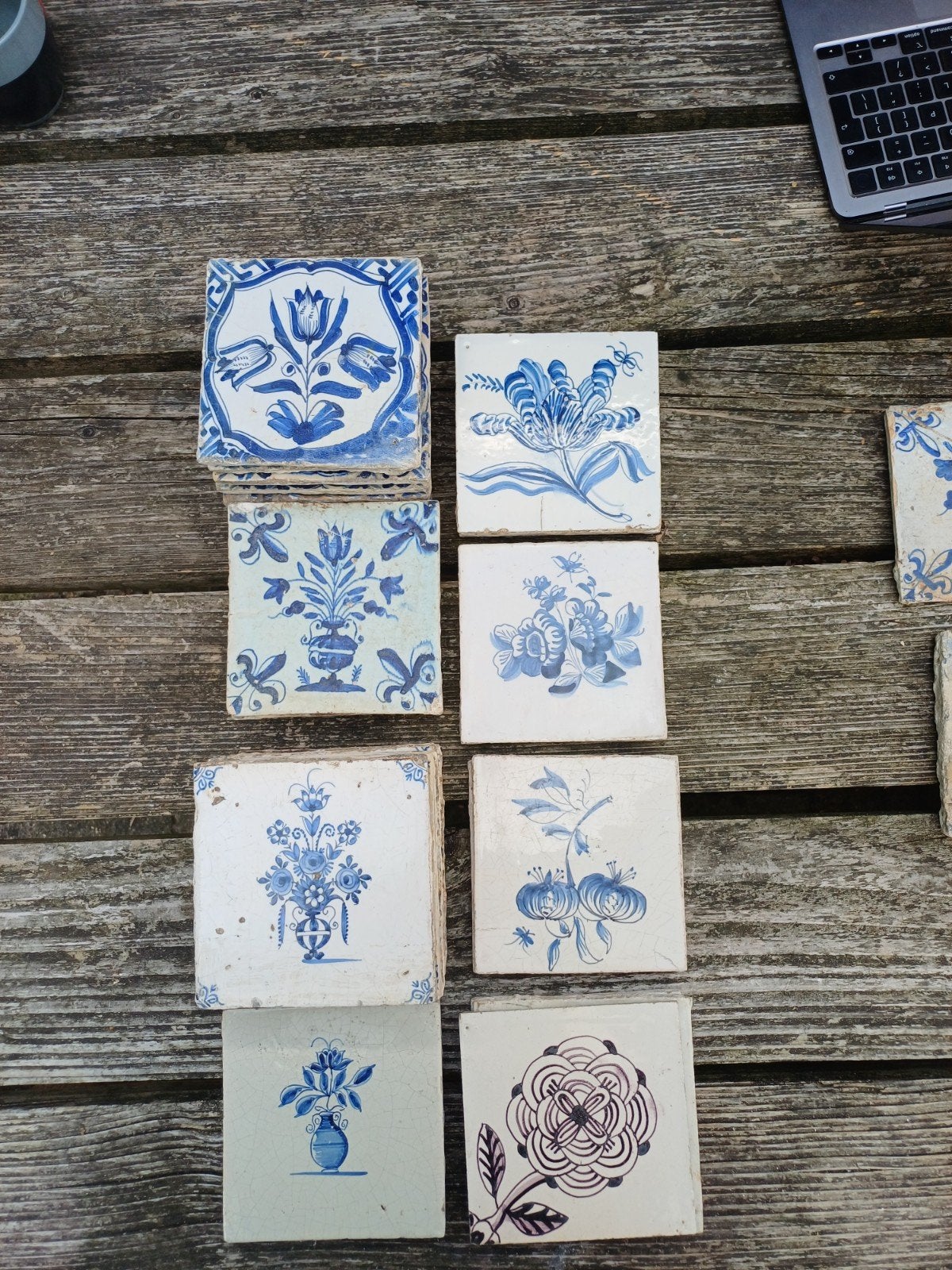 Antieke Delfts Blauwe Tegels - Diverse Bloempatronen, Ophalen of Verzenden