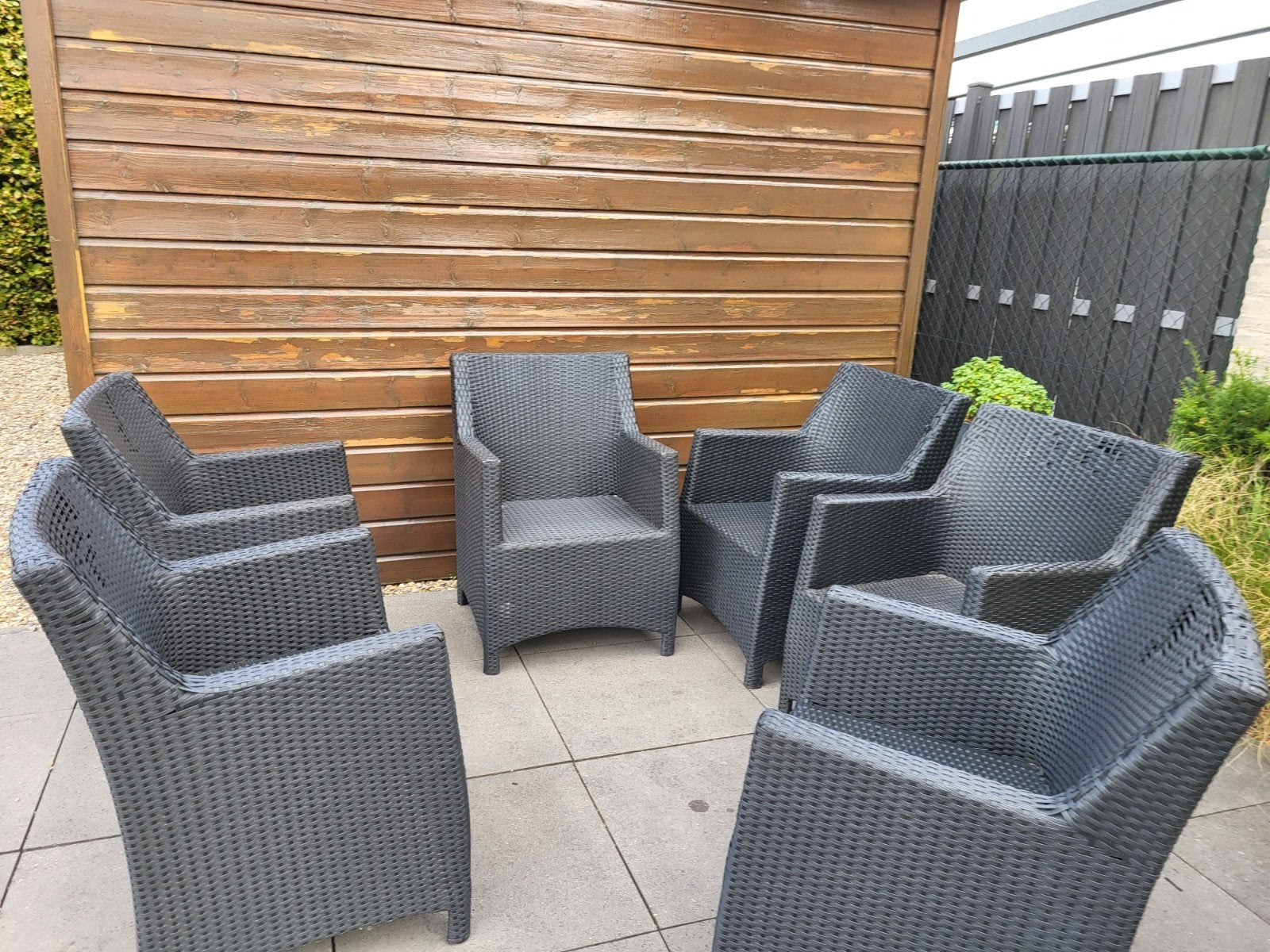 Gratis af te halen. Pr & Design set van 6 stoelen, Gebruikt, 6 zitplaatsen, Ophalen of Verzenden, Wicker