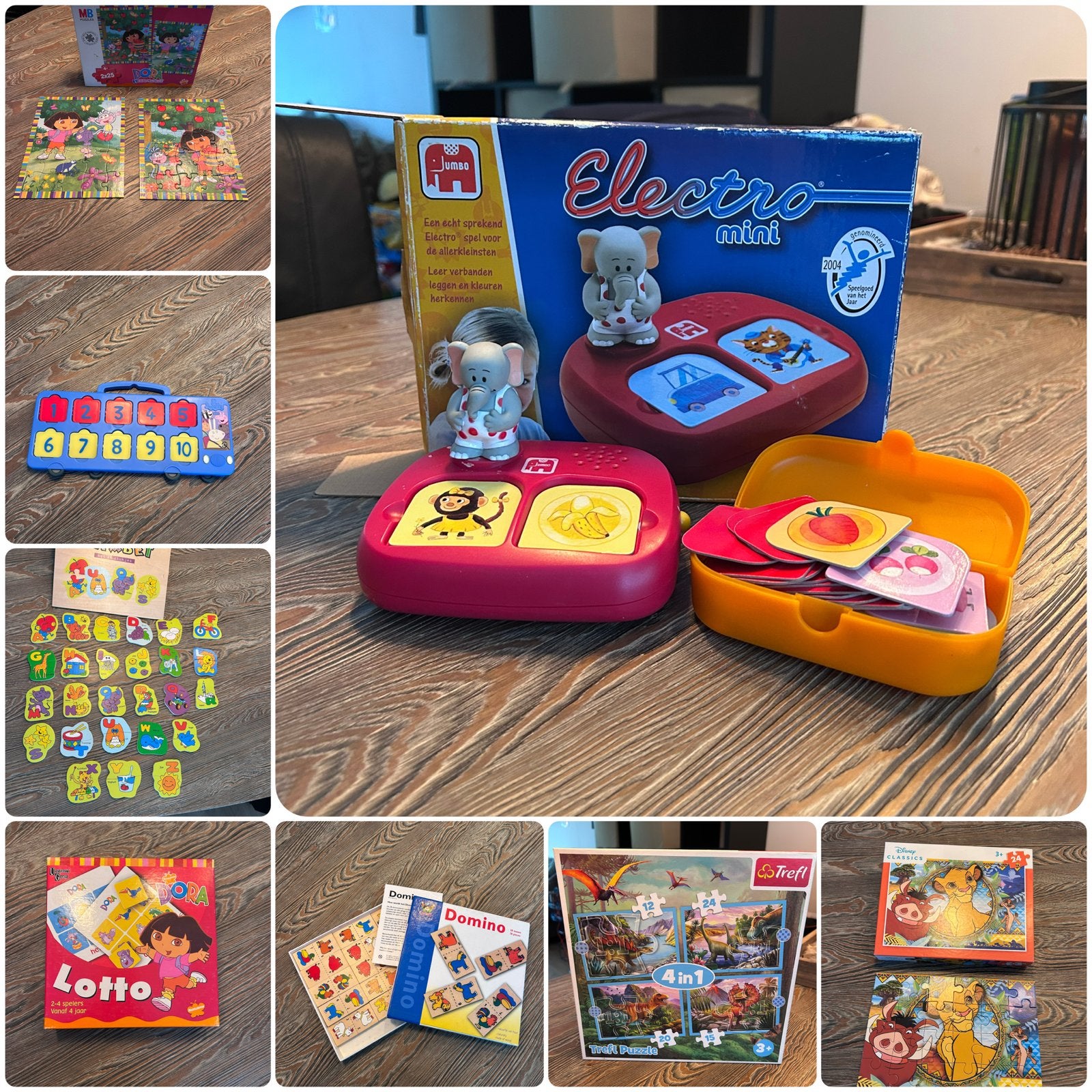 Kinderspeelgoed: Puzzels, Domino, Lotto & Electro Mini, Zo goed als nieuw, Van hout, 4 tot 6 jaar, Meer dan 50 stukjes