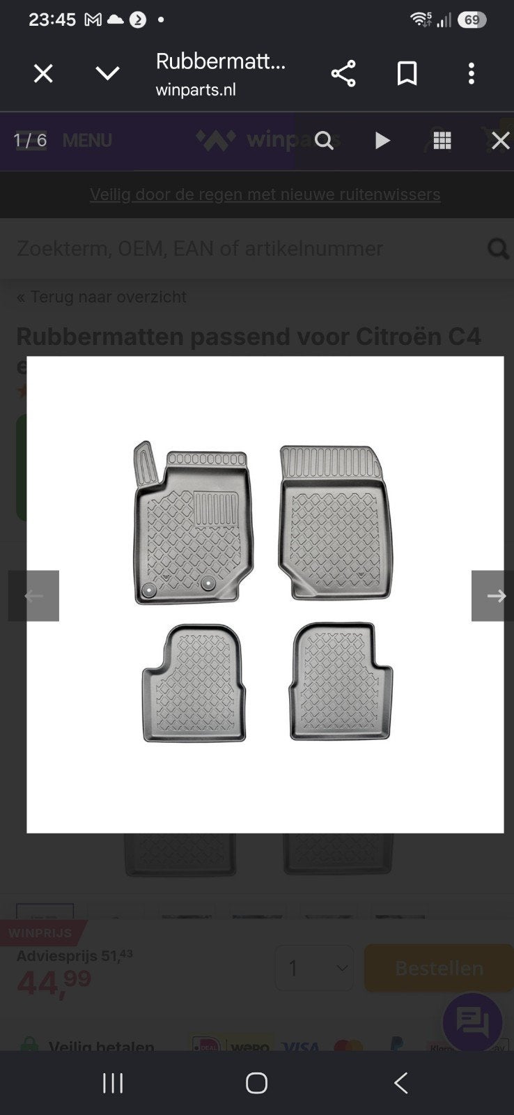 Rubberen automatten voor Peugeot 2008 I SUV / Citroën C4 III, Ophalen