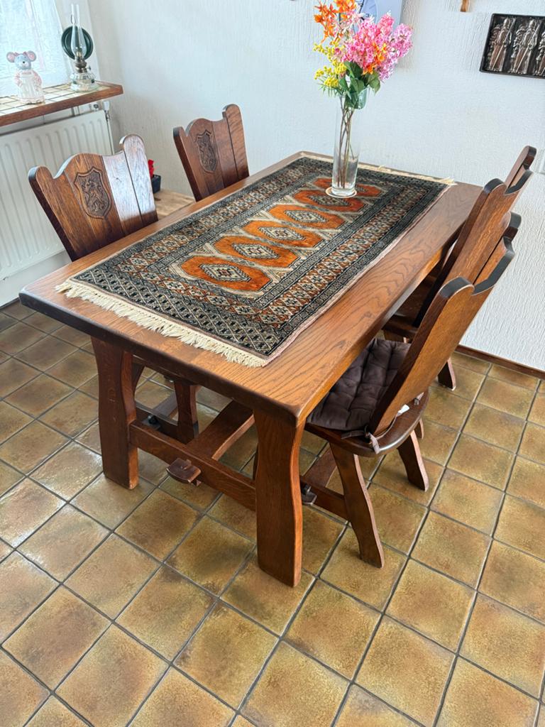 Eikenhouten Eethoek met 4 Stoelen, Antiek en Kunst, Ophalen